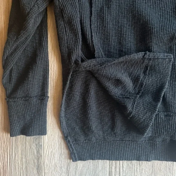 Free People We The Free Black Wash Quarter Zip Pullover XS Oversized Rib - Picture 5 of 7